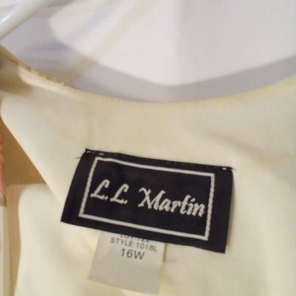 LL Martin Open Front Blouse 16W Simi Sheer Half Sleeve Floral Cream Pink Green - Picture 11 of 15